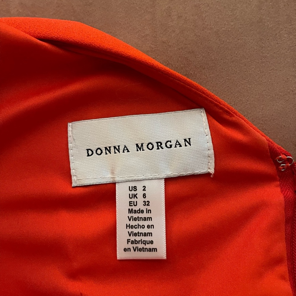 Orange/Coral Donna Morgan ruffle dress.